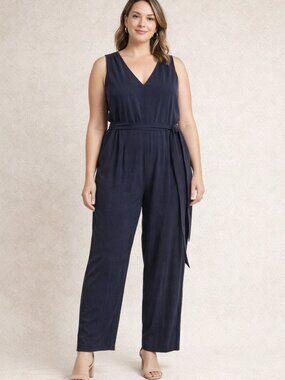 JCrew Sleeveless V-Neck Navy Jumpsuit
